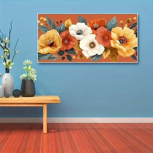 KTHOFCY 5D DIY Diamond Painting Kits for Adults, Elegant Floral Full Drill Embroidery Cross Stitch Crystal Rhinestone Paintings Pictures Arts Wall Decor Painting Dots Kits 15.7X27.5inch in Kuwait