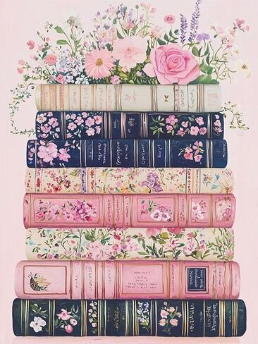 YQFCZDQ Books Flowers 5D Diamond Painting Kits for Adults,Pink Book Diamond Art Kits for Adults Beginner, DIY Round Full Drill Diamond Dots Paintings with Diamonds Gem Art and Craft Home Decor 12x16in in Kuwait