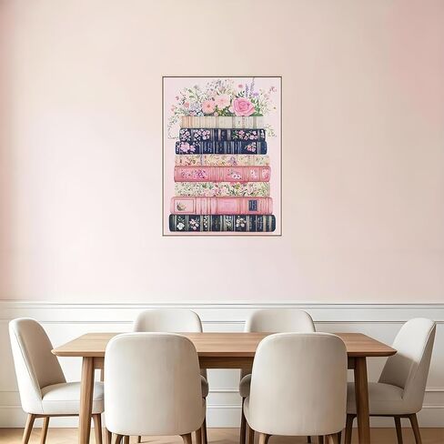 YQFCZDQ Books Flowers 5D Diamond Painting Kits for Adults,Pink Book Diamond Art Kits for Adults Beginner, DIY Round Full Drill Diamond Dots Paintings with Diamonds Gem Art and Craft Home Decor 12x16in in Kuwait