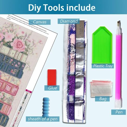 YQFCZDQ Books Flowers 5D Diamond Painting Kits for Adults,Pink Book Diamond Art Kits for Adults Beginner, DIY Round Full Drill Diamond Dots Paintings with Diamonds Gem Art and Craft Home Decor 12x16in in Kuwait