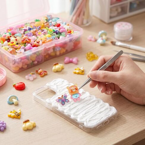 Fyoutt 150Pcs Cute Slime Charms Resin Flatback Charms for Crafts Embellishments Assorted Mini Animals Flowers Fruits Charm Accessories for Phone Cases DIY Nail Art Scrapbooks Decoration Random Style in Saudi Arabia