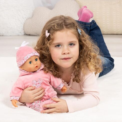 Bayer Design First Words Baby Doll 15 Inch Interactive Sounds Pink Hearts Outfit in Kuwait
