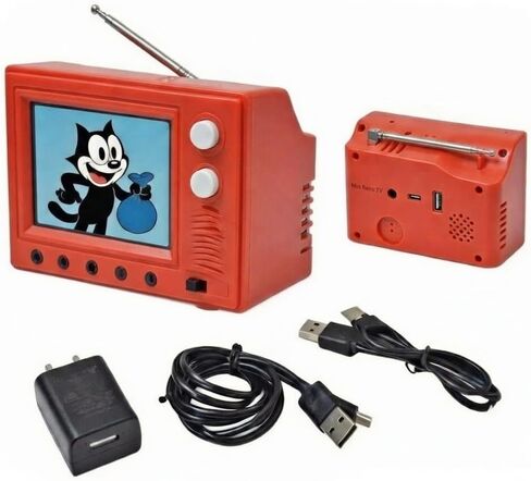 Mini Retro TV, Pixel Pocket Tiny TV, 2.4 Inch HD 480p with 8GB Storage, Support USB Upload Video, 180 Minutes of Battery Lifeg 1:12 Scale Classics for Dollhouse Miniature Scenes Gift (Retro Red) in Saudi Arabia