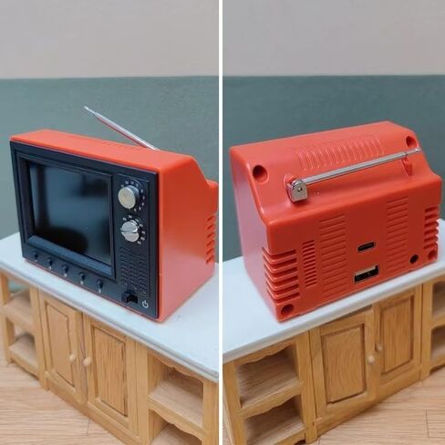 Mini Retro TV, Pixel Pocket Tiny TV, 2.4 Inch HD 480p with 8GB Storage, Support USB Upload Video, 180 Minutes of Battery Lifeg 1:12 Scale Classics for Dollhouse Miniature Scenes Gift (Retro Red) in Saudi Arabia