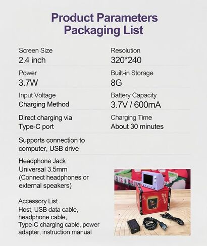 Mini Retro TV, Pixel Pocket Tiny TV, 2.4 Inch HD 480p with 8GB Storage, Support USB Upload Video, 180 Minutes of Battery Lifeg 1:12 Scale Classics for Dollhouse Miniature Scenes Gift (Retro Red) in Saudi Arabia