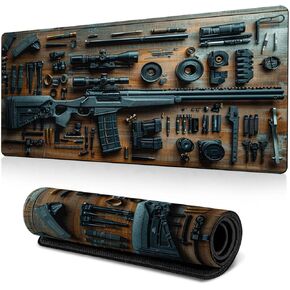 1PCS Large Gaming Mouse Pad,Cool Military Weapon Build Weapon Parts Display,Stylish Desk Protector with Non-Slip Rubber for Laptop & Desktop Use, Desk Mat for Keyboard and Mousepad in Saudi Arabia
