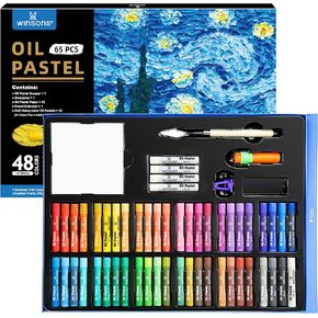 WINSONS 65 PCS Oil Pastel Set, 48 Soft Colors & Extra 4 White Pastels, Complete Art Kit with Holder, Scraper, Sharpener & Pastel Paper – Non-Toxic, Smooth Blending for Artists & Beginners in Saudi Arabia