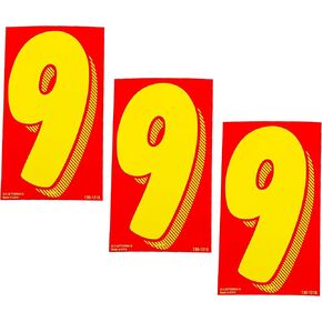 EZ Line Vinyl Decals for Cars Red and Yellow Large Number Stickers Windshield Numbers Dealer Supplies EZ136 (Number 9) in Kuwait