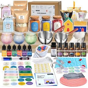 113Pcs Candle Making Kit for Adults, Complete Soy Wax Candle Making Supplies, 6 Glass Jars & 1 Special Stylish Jar, 6 Fragrance Oils, Molds, Wicks, 2 Pots–Beginner Friendly DIY Craft Kit for Women Men in Saudi Arabia