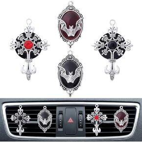 4 Pcs Gothic Car Accessories, Bat Cross Car Vent Clips, Red Black Goth Car Vent Charms with Unscented Felt Pads in Saudi Arabia