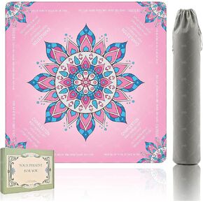 Mahjong Mat 31.5"x31.5",Wrinkle Resistant American Mahjong Mat with Carrying Bag&Gift Box, Anti-Slip&Noise Reduction Mahjong Mat for Poker, Card, Dominoes，Board & Tile Games (Lucky Pink) in Saudi Arabia