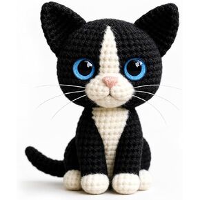 DIY Crochet Cat Kit for Beginners – Amigurumi Tuxedo Cat Stuffed Animal Knitting Kit with Yarn, Hook, Safety Eyes & Step-by-Step Instructions – Easy Beginner Crochet Animal Craft Set for Adults in Saudi Arabia