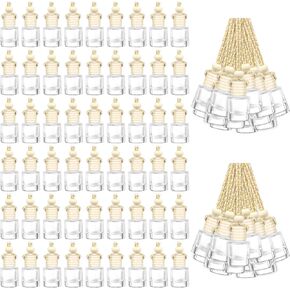 200 Pcs 8 ml Hanging Car Air Freshener Diffuser Bulk Clear Empty Essential Oil Diffuser Bottles Aromatherapy Fragrance Perfume Pendant Glass Vials Car Interior Ornament Decoration in Saudi Arabia