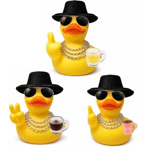 3PCS Rubber DucksSet, Rubber Ducks Accessories with Swinging Duck for Car, Funny Car Accessories for Cruise Ducks, Set of 3 Ducks 3 Hats 3 Glasses 3 Mugs 9 Chains in Saudi Arabia