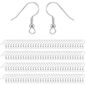 400 Pcs Stainless Steel Earring Hooks, Fish Hooks French Wire Hooks with Ball and Coil with Transparent Storage Box, Hypoallergenic Earring Findings for Jewelry Making DIY, Silver in Saudi Arabia