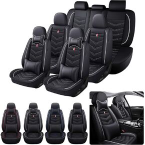 7 Seats Car Seat Covers Custom Fit for Hyundai Palisade 2020-2026, Premium Nappa Leather Non-Slip Full Set Seat Covers, Airbag Compatible, Durable Car Interior Protectors(Luxury,Black) in Saudi Arabia