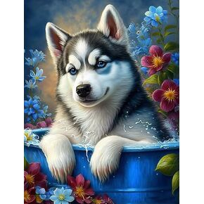 YOUSHIHA Funny Siberian Husky Dog Diamond Painting Kits for Adults,DIY 5D Animal Diamond Art Full Drill for Adult,for Beginner Home Wall Decor Gift 8x12 Inch in Saudi Arabia