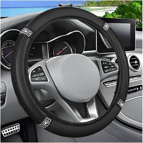 Bling Car Steering Wheel Cover, 14.5-15" Elastic Stretch Non-Slip Breathable Steering Wheel Protector with Rhinestones, Glitter Diamond Auto Interior Guard Accessories, Universal Fit (Black) in Saudi Arabia