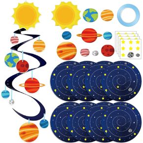 24 Sets Space Craft Kits DIY Solar System Hanging Decoration Make Your Own Outer Space Paper Crafts Ornament Galaxy Planet Star Stickers Games for Home School Classroom Activities Party Favor Gift in Kuwait
