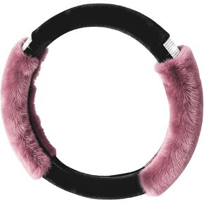 Rhinestone Fluffy Steering Wheel Cover, Anti-Slip Diamond Faux Wool Car Steering Wheel Protector, Bling Soft Plush Protective Cover for 14.5" to 15" Steering Wheels (Pink) in Saudi Arabia