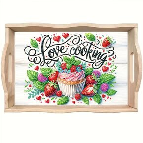 Diamond Art Kits for Adults Wooden Serving Trays with Handle Food Tray for Breakfast Home Decor Gift in Kuwait