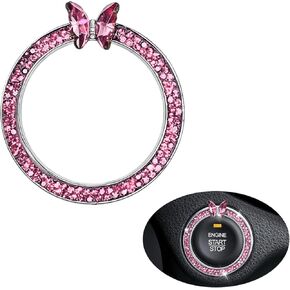 Bling Butterfly Crystal Rhinestone Push Start Button Cover for Women, Sparkly Engine Ignition Knob Ring Decoration, Girly Butterfly Diamond Anti-Scratch Interior Accessories for Most Cars(Black) in Saudi Arabia