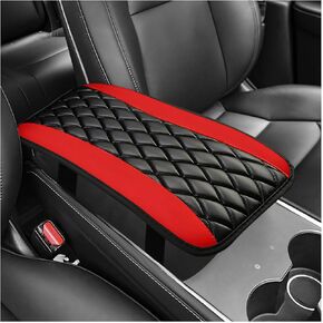 Car Center Console Cover, Waterproof Leather Auto Center Console Cushion Pad Soft Armrest Cover, Universal Comfortable Seat Box Pad Armrest Protector for Cars Trucks SUVs (Red) in Saudi Arabia