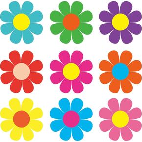 MoDooris 108 PCS Flower Cutouts for Bulletin Board Decoration 5 Inch Paper Floral Cut-Outs Double-Sided Flower Die Cuts Colorful Classroom Decor with Glue Points for Spring Summer Back to School in Saudi Arabia