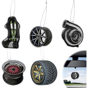5 PCS Car Air Freshener Incense Chips, Funny Auto Parts Rearview Mirror Hanging Fragrance Slices, Turbo Wheel Scented Cards Fragrant Diffuser Ornaments for Most Vehicles in Saudi Arabia