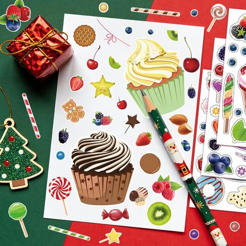12 Sheets Cute Dessert Stickers, 6 Styles Cupcake Funny Face Decorative Stickers for DIY, Scrapbooking, Journaling Craft Projects, Make Your Own Cupcake Stickers for Gift Reward Class Activities in Kuwait