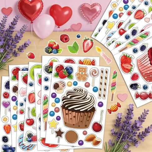 12 Sheets Cute Dessert Stickers, 6 Styles Cupcake Funny Face Decorative Stickers for DIY, Scrapbooking, Journaling Craft Projects, Make Your Own Cupcake Stickers for Gift Reward Class Activities in Kuwait
