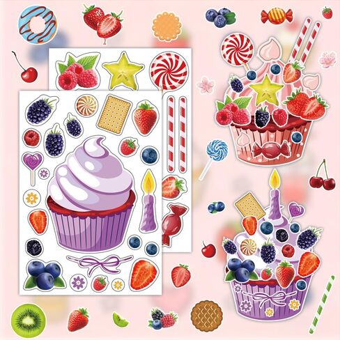 12 Sheets Cute Dessert Stickers, 6 Styles Cupcake Funny Face Decorative Stickers for DIY, Scrapbooking, Journaling Craft Projects, Make Your Own Cupcake Stickers for Gift Reward Class Activities in Kuwait