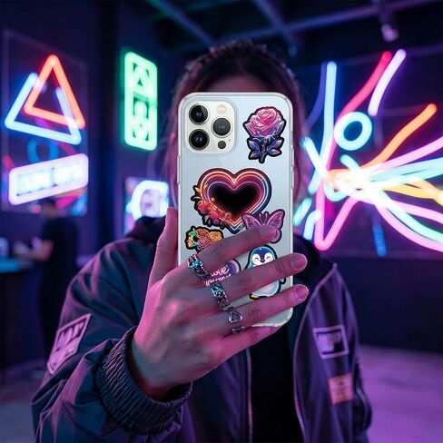Stickers for Kids, 50pcs Neon Kawaii Decals Waterproof Vinyl Scrapbook Material Aesthetic Small Labels for Laptop Water Bottle Journaling Decorative Stickers Stationery Supplies in Kuwait