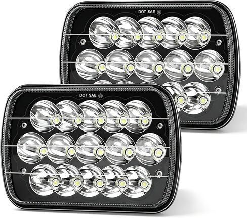 CO LIGHT 5x7/7x6 LED Headlights with DRL and Amber Turn Light Rectangular Headlight - Compatible with Wrangler YJ, Cherokee XJ - Replacement H5054 H6054LL 6052 6053-2Pcs (Black) in Kuwait