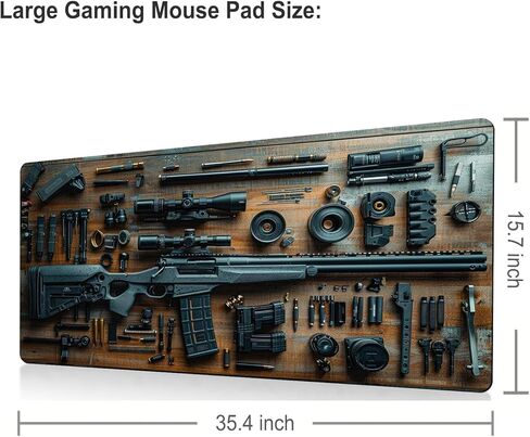1PCS Large Gaming Mouse Pad,Cool Military Weapon Build Weapon Parts Display,Stylish Desk Protector with Non-Slip Rubber for Laptop & Desktop Use, Desk Mat for Keyboard and Mousepad in Saudi Arabia