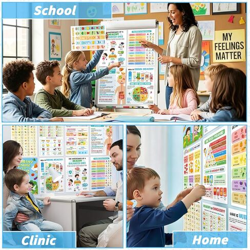 gisgfim 12 Pcs Healthy Food Chart Posters For Kids (10x14) Educational Vitamins Mineral Nutrition Food List Meal Planner Diet Poster For Back to School Room Kitchen Office Nurse Clinic Decor in Kuwait
