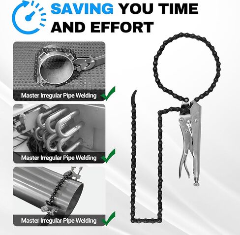 PCA2048 Heavy Duty Pipe Alignment Chain Pliers – 14" Max Diameter, Replaceable Nickel Plated 48" Chain, Adjustable Stainless Steel Contacts in Saudi Arabia