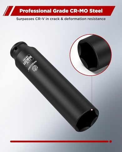 Heavy Duty 1/2" Drive 1-1/16" Truck Cage Bolt Socket, 6.3" Anti-Break Cr-Mo Extra Deep Spring Brakes Bolts Impact Socket with 6-Point Radius Corner Design in Saudi Arabia