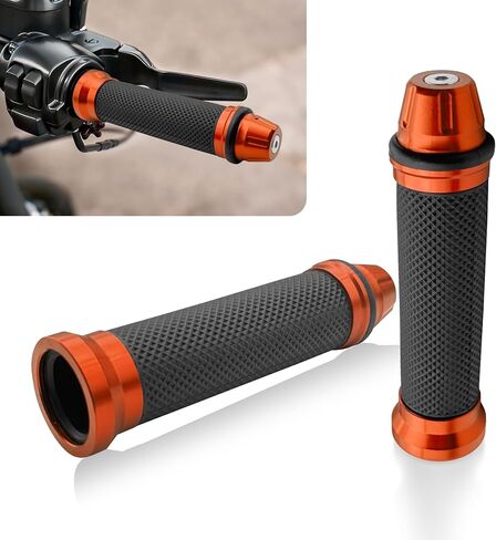 2PCS 7/8" Motorcycle Grips, Dirt Bike Grip, Universal Handlebar Grips Soft Rubber Motorcycle Grip 22mm 24mm for Motocross ATV (Orange) in Saudi Arabia