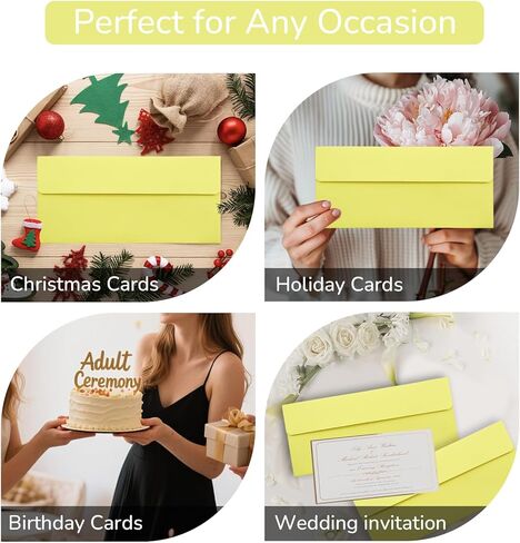 VANRA #10 Envelopes 50 Pack - 4.125 x 9.5 Self Seal Business Envelopes for Letters Invoices Checks Statements Mailing (Lemon Yellow) in Saudi Arabia