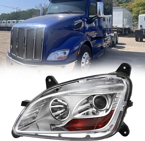 مجموعة المصابيح الأمامية الهالوجين اليسرى من aostirmotor مناسبة لمصابيح أمامية 2013-2020 Peterbilt 579 متوافقة مع 2011-2018 Peterbilt 587 (جانب السائق) in Kuwait