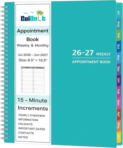 كتاب المواعيد 2025-2026 - مخطط المواعيد مع انتشار أسبوعي شهري ، يوليو 2025 - يونيو 2026 ، 8.5 '× 10.5' ، كبيرة ، 15 دقيقة ، 2025-2026 مخطط يوميا مع جيوب ، علامات التبويب ، ورقة سميكة in Saudi Arabia