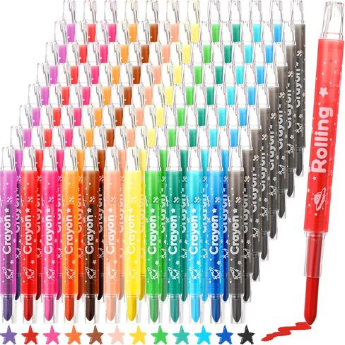 96 Pcs 24 Colors Twist Crayons Bulk for Kids and Teens, Non-toxic Washable Crayons, Easy to Hold Drawing Coloring Gift Silky Art Supply for Boys and Girls Coloring Books, Drawing, Sketching in Saudi Arabia