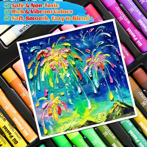 WINSONS 65 PCS Oil Pastel Set, 48 Soft Colors & Extra 4 White Pastels, Complete Art Kit with Holder, Scraper, Sharpener & Pastel Paper – Non-Toxic, Smooth Blending for Artists & Beginners in Saudi Arabia