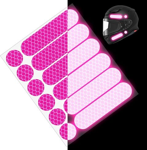 12PCS Pink Reflective Helmet Tape, Pink Reflective Motorcycle Helmet Decals Night Visibility Reflectiv Safety Decals Motorcycle Helmets Stickers for Motorcycles Scooters Bike Helmets in Kuwait