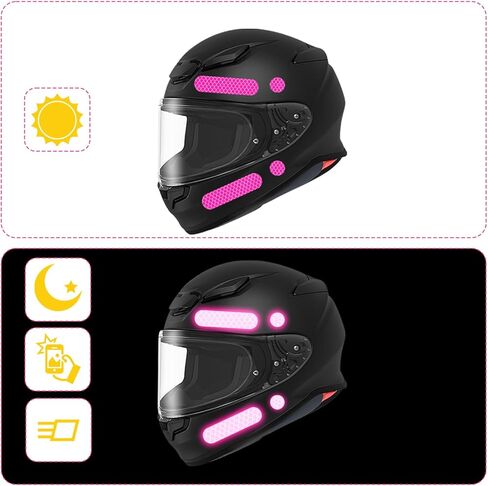 12PCS Pink Reflective Helmet Tape, Pink Reflective Motorcycle Helmet Decals Night Visibility Reflectiv Safety Decals Motorcycle Helmets Stickers for Motorcycles Scooters Bike Helmets in Kuwait