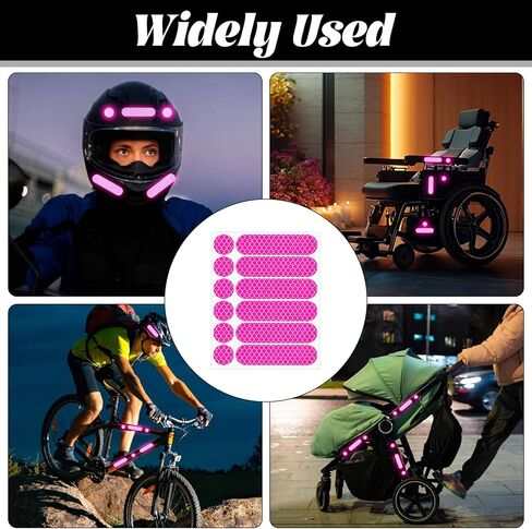 12PCS Pink Reflective Helmet Tape, Pink Reflective Motorcycle Helmet Decals Night Visibility Reflectiv Safety Decals Motorcycle Helmets Stickers for Motorcycles Scooters Bike Helmets in Kuwait