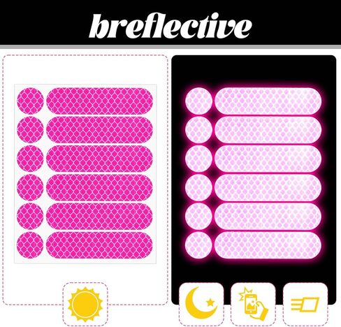 12PCS Pink Reflective Helmet Tape, Pink Reflective Motorcycle Helmet Decals Night Visibility Reflectiv Safety Decals Motorcycle Helmets Stickers for Motorcycles Scooters Bike Helmets in Kuwait