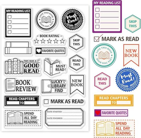 Book Reading Label Clear Stamps Mini Art Label Silicone Clear Stamp Reading Seals for DIY Scrapbooking Journals Decorative Cards Making Photo Album in Kuwait