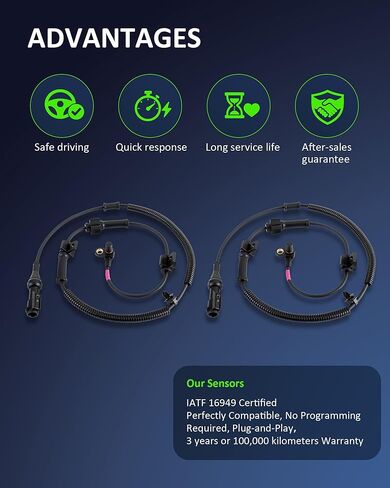 AUTOKAY Front ABS Wheel Speed Sensor Left Right Fit for Ford F-250 F-350 Super Duty 4WD 2005 2006 2007 2008 2009 2010 Driver Passenger RE# 5C3Z2C204BA 6C3Z2C204BA 7C3Z2C204B AC3Z2C204A ALS505 5S5896 in Saudi Arabia